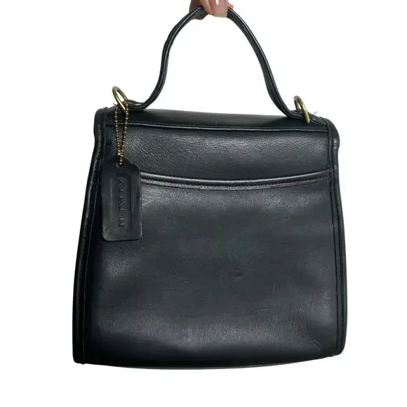Vintage Coach Black Leather Regina 9985 Top Handle Bag